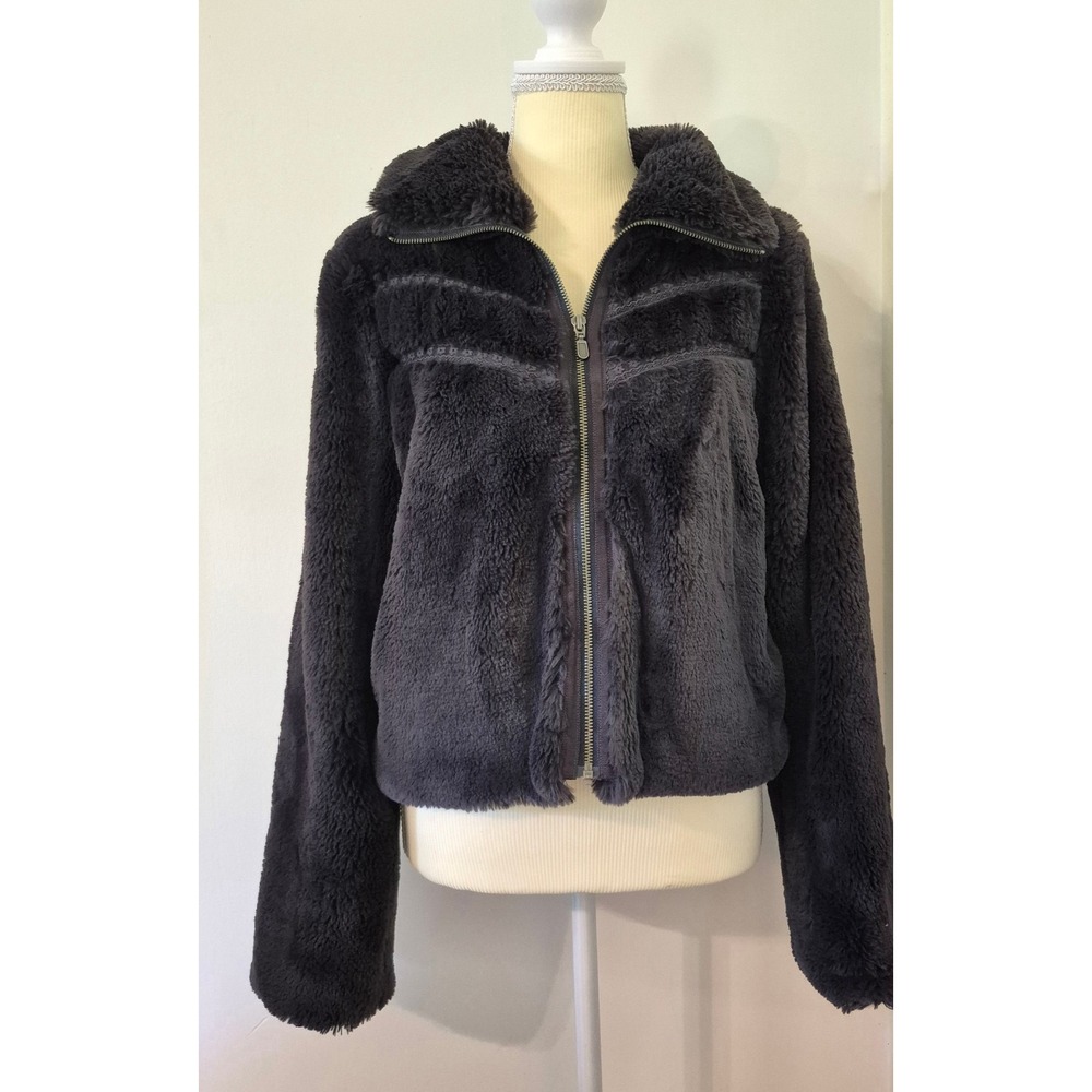 Anthropologie Women's M Teddy Plush Full Zip Jacket Crop Cozy Indie Sleaze Soft